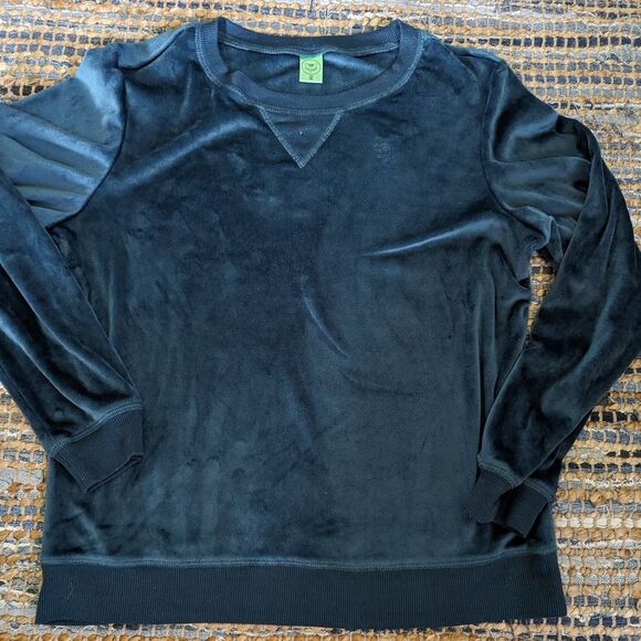 Honeydew Velour Sweatshirt M Deep Greenish Blue Pullover Crewneck Soft Girl - Picture 2 of 5